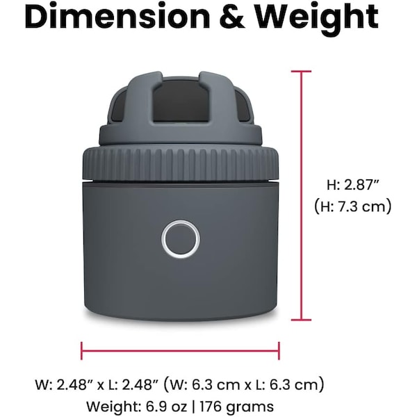 Pod Lite Fitness Tracking Phone Holder, Auto 360 Deg. Rotation,  Handsfree Video Recording - Gray
